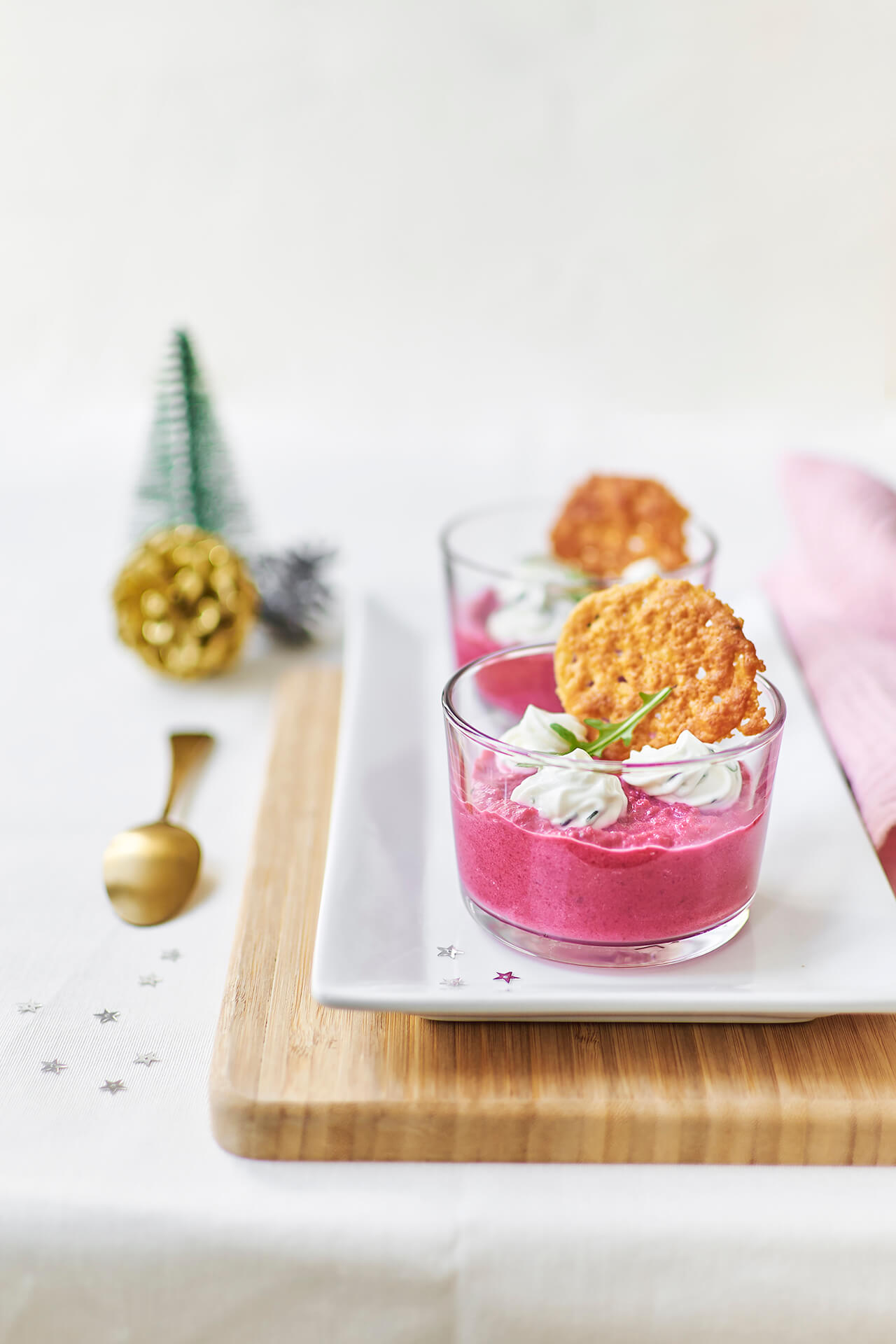 Verrine de betterage et fromage frais spécial Noël